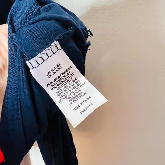 Wonderly Peasant Babydoll Top LARGE Jersey Knit Navy Blue Balloon Sleeve Peplum - Picture 5 of 6